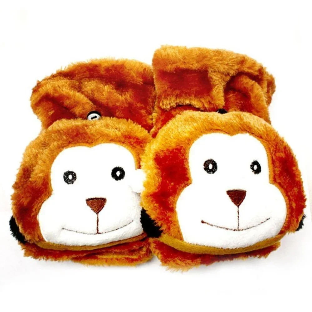 D & Y Womens Kids Knot Winter Hand Gloves Flip Top Penguin Plush Monkey Mittens